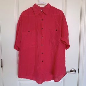Moda INT’L Silk 100% Blouse Shirt Pink Size Large